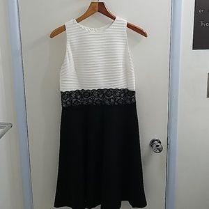 Black and white fit and flare dress London Times